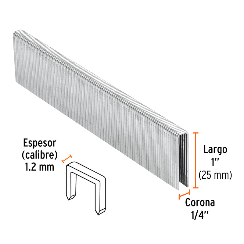 Grapa p/engrapadora neumatica 25mm calibre 18 x 5000 unidades
