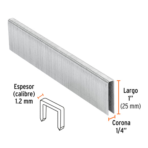Grapa p/engrapadora neumatica 25mm calibre 18 x 5000 unidades