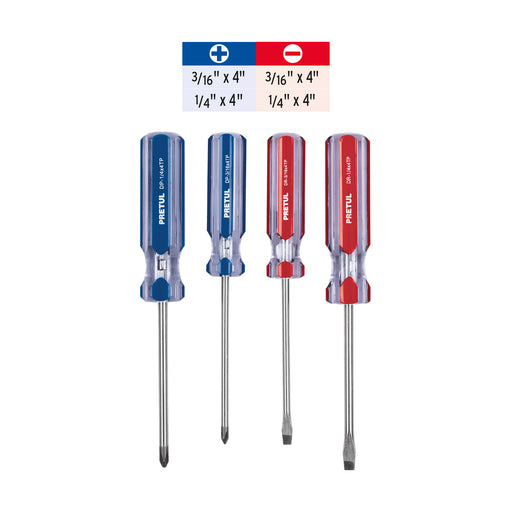 Juego de desarmadores 3/16" y 1/4" 4 piezas Pretul