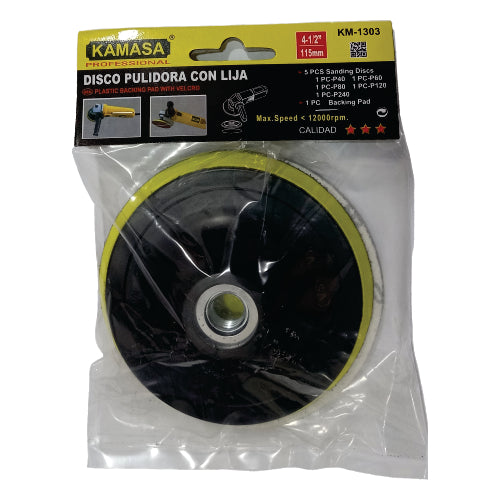 Lija para amoladora velcro 7 c/plato Kamasa