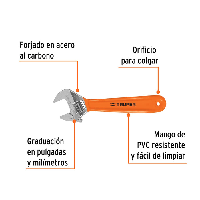 Llave francesa 6 Truper - 3