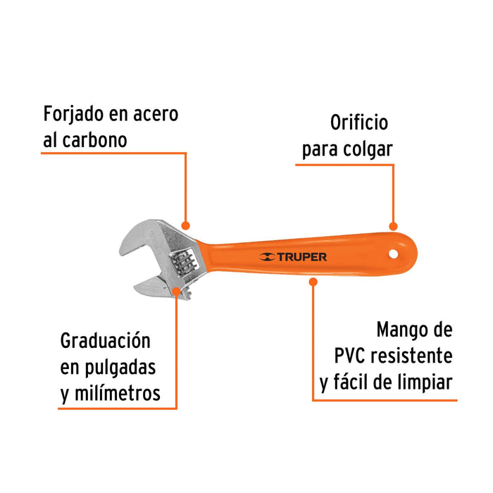 Llave francesa 8 Truper - 3