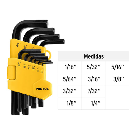 Llaves allen hexagonal pulgadas x 10 piezas Pretul
