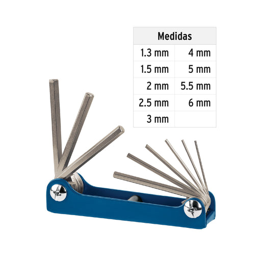 Llaves allen tipo navaja milimetrico 9 piezas Truper