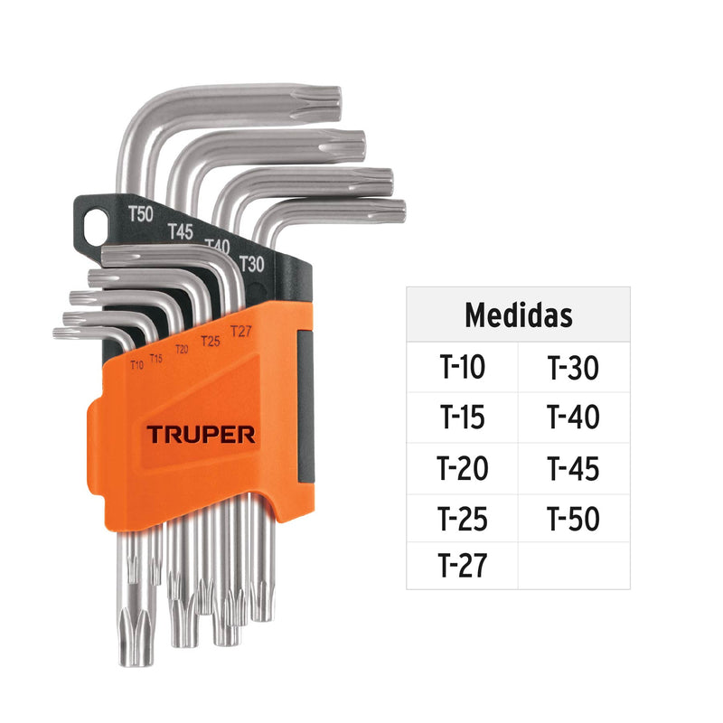 Llaves torx 9 piezas Truper