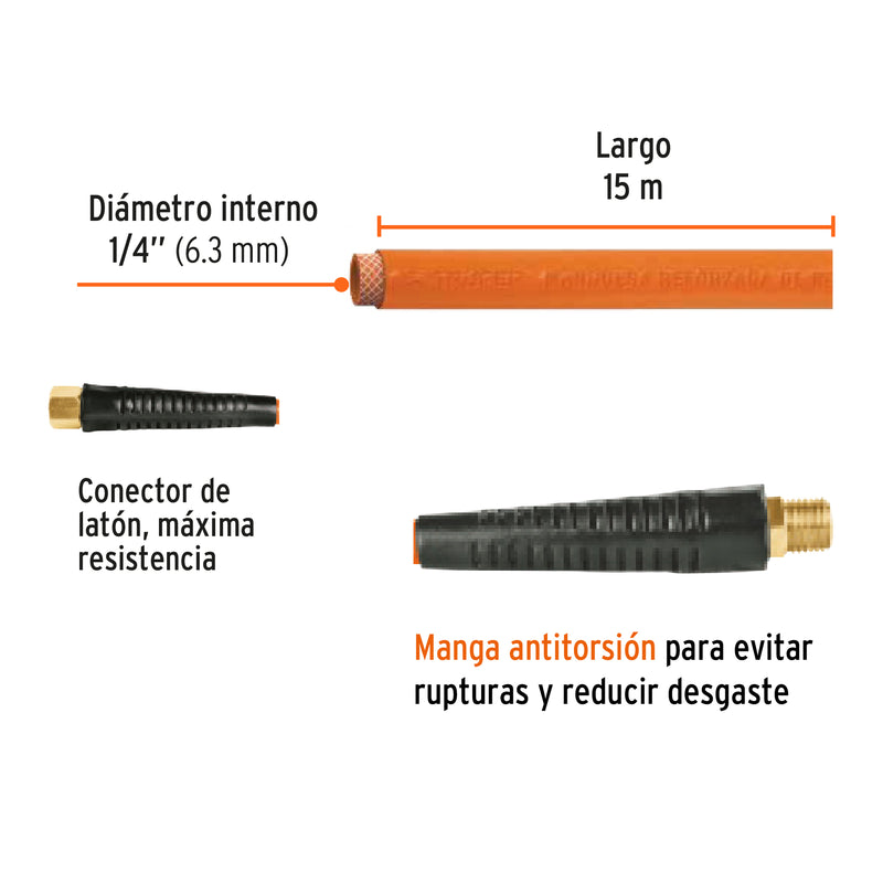 Manguera de aire para compresor 1/4x15mt Truper - 2