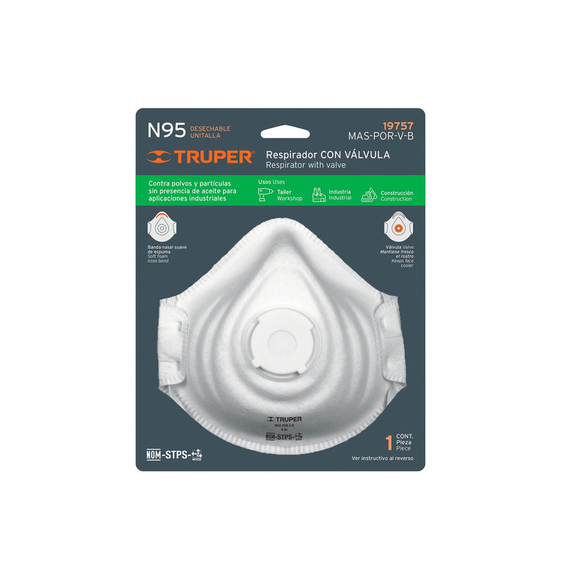 Mascarilla N95 con valvula Truper-1