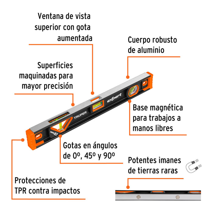 Nivel de mano portátil en uso, ideal para bricolaje