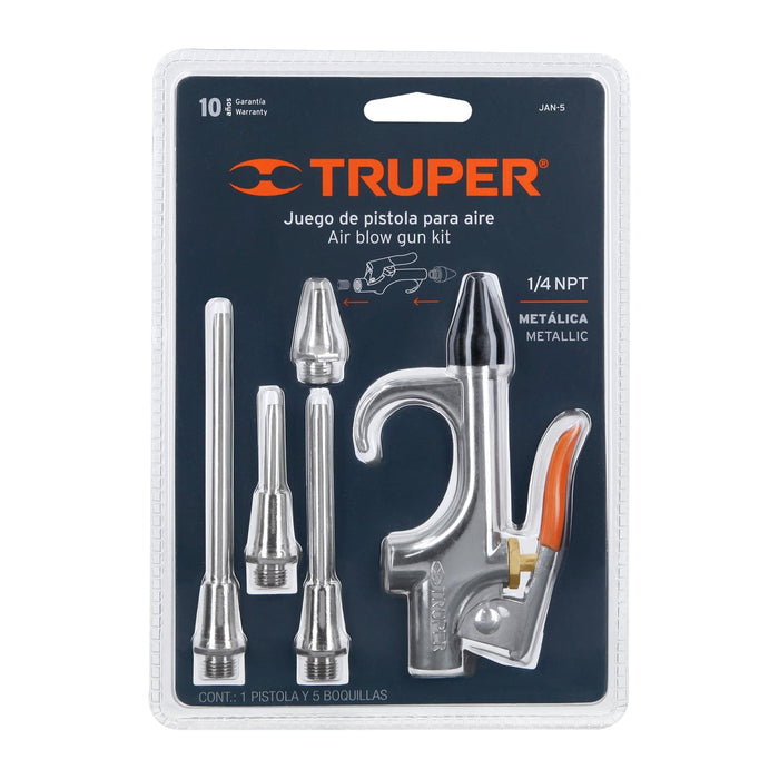 Boquilla De Pistola De Metal Aislada Truper PR-202 - Entrada De 1.9 Cm, Agarre Cómodo, Clip Para Pulverización Continua