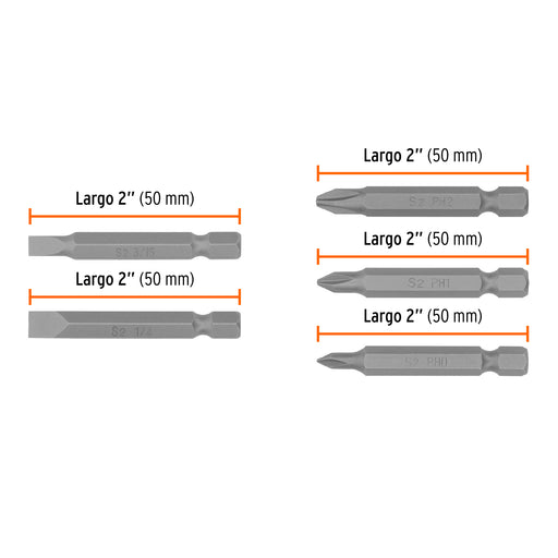 Puntas p/atornillador cruz y plana 2" x 5 pzas Truper