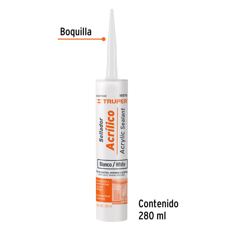 Sellador silicona acrilico blanco Truper