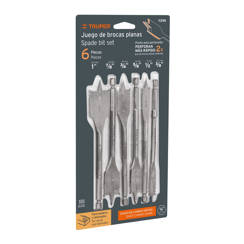 Set broca paleta para madera 6 piezas Truper