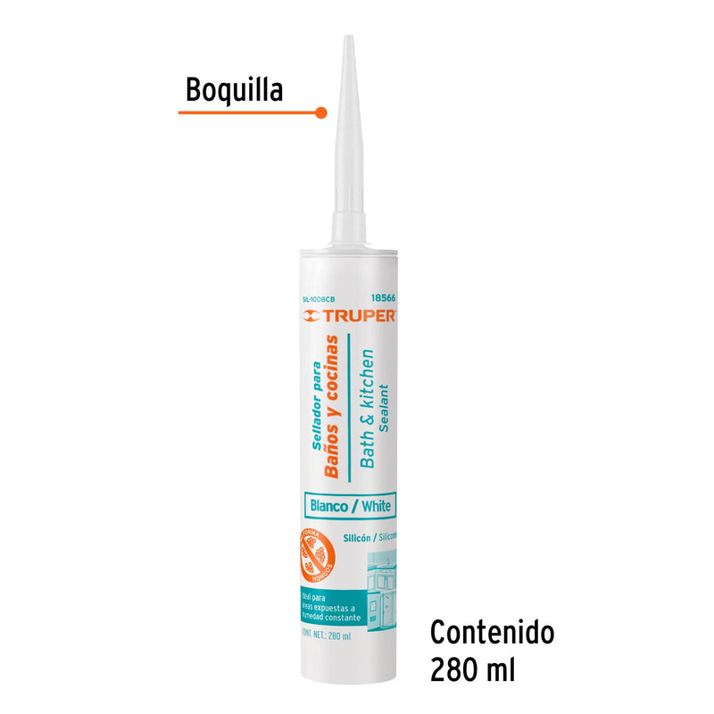 Silicona para baño blanca Truper