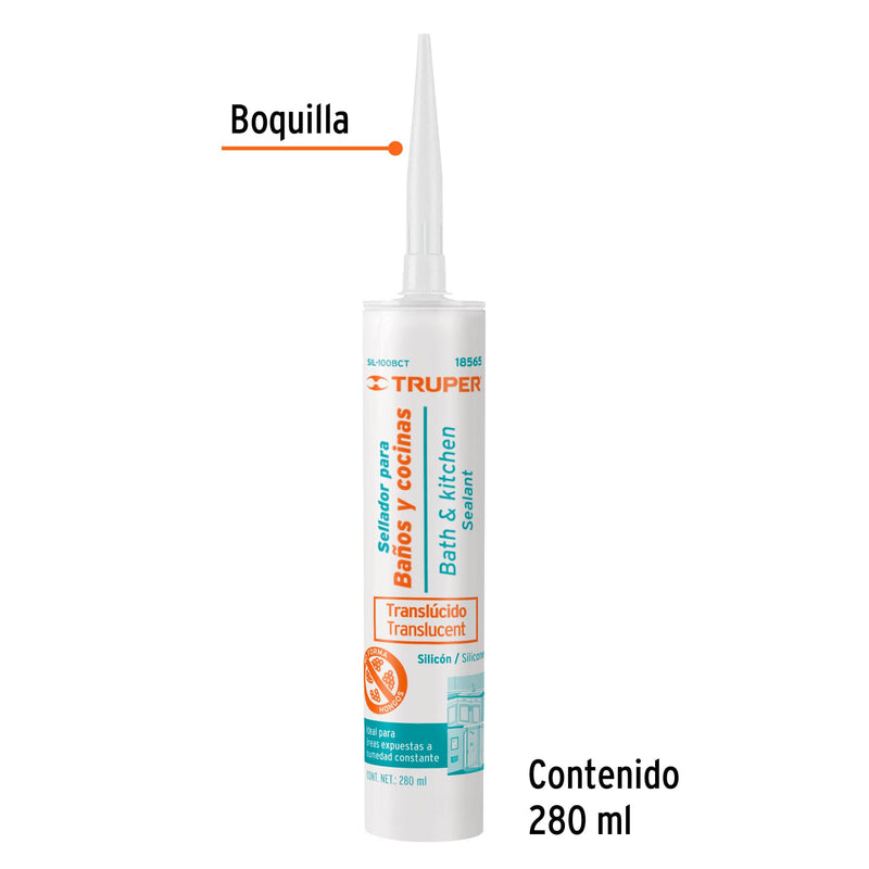Silicona para baño transparente Truper
