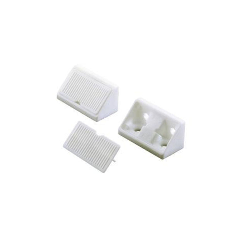 Soporte angular doble blanco de plastico para melamina