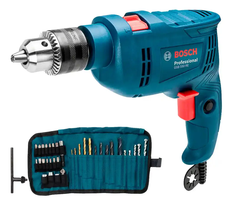 Taladro percutor 550W GSB 550 RE Bosch Kit