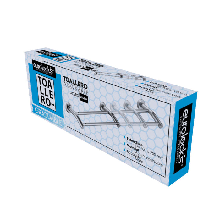 Toallero para baño de barra doble graduable de acero inoxidable modelo acordeon 3